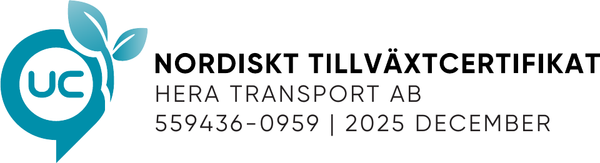 Nordiskt tillväxtcertifikat från UC för Hera Transport AB, 2025
